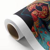 Vibrant rolled canvas featuring a detailed reptile and lizard design, perfect for nature-inspired wall decor, presented in a protective cardboard tube.