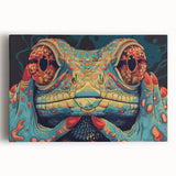 Vibrant wall art featuring a detailed lizard design on stretched canvas, showcasing rich colors and intricate patterns, perfect for reptile enthusiasts and home decor.