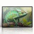 Framed wall art featuring a vibrant lizard design on acrylic, showcasing intricate details and bold colors, perfect for reptile enthusiasts and modern decor.