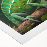 Vibrant rolled canvas art showcasing a detailed lizard design, perfect for reptile enthusiasts. The textured surface enhances the vivid colors, ideal for home decor.
