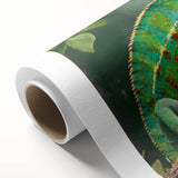 Colorful rolled canvas art depicting a vibrant lizard design, showcasing intricate details and textures. Ideal for reptile lovers and unique home decor.