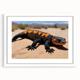 Framed wall art featuring a vibrant reptile lizard design, showcasing intricate details and vivid colors, perfect for enhancing home decor in a modern setting.