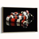 Framed canvas wall art showcasing a stylish snake design in gold tones, elegantly displayed from a side view, perfect for modern decor and reptile enthusiasts.