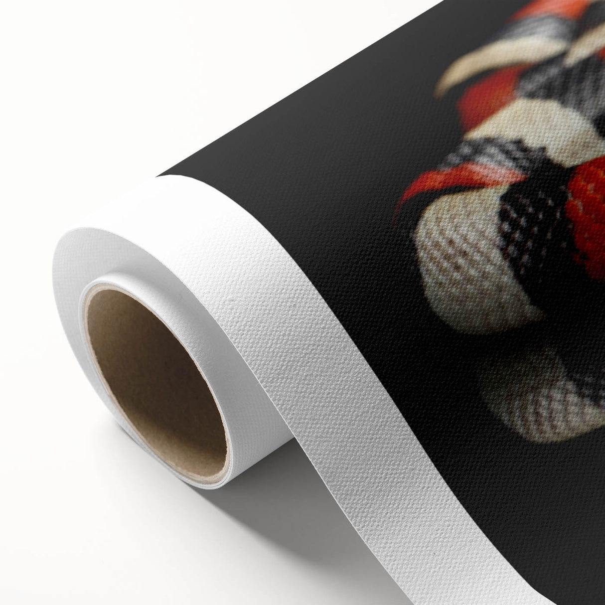 Colorful rolled canvas featuring a detailed reptile snake design, showcasing intricate patterns and vibrant colors, perfect for enhancing modern home decor.