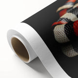 Colorful rolled canvas featuring a detailed reptile snake design, showcasing intricate patterns and vibrant colors, perfect for enhancing modern home decor.