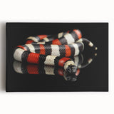 Stretched canvas wall art featuring a striking snake design with vibrant colors, ideal for reptile enthusiasts. Perfect for home decor or wildlife-themed spaces.