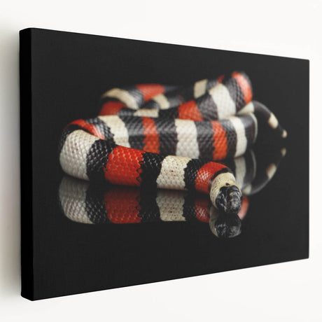 Stretched canvas wall art featuring a vibrant, detailed snake design in shades of green and brown, perfect for reptile lovers and home decor enthusiasts.