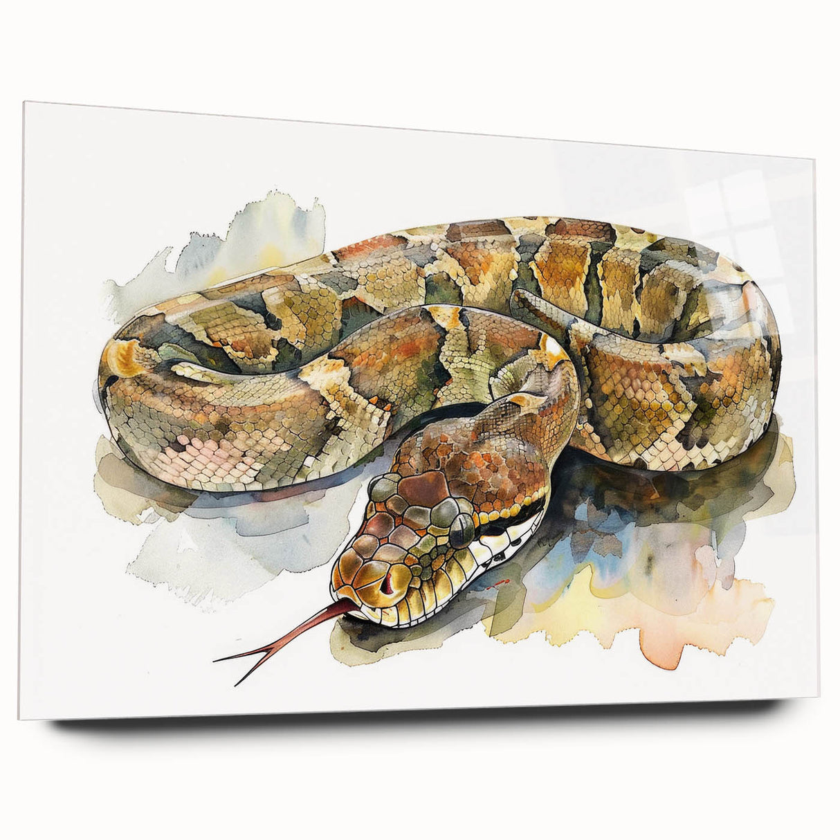 Acrylic wall art featuring a striking side view design of a snake, showcasing vibrant colors and intricate details, perfect for reptile enthusiasts and modern decor.