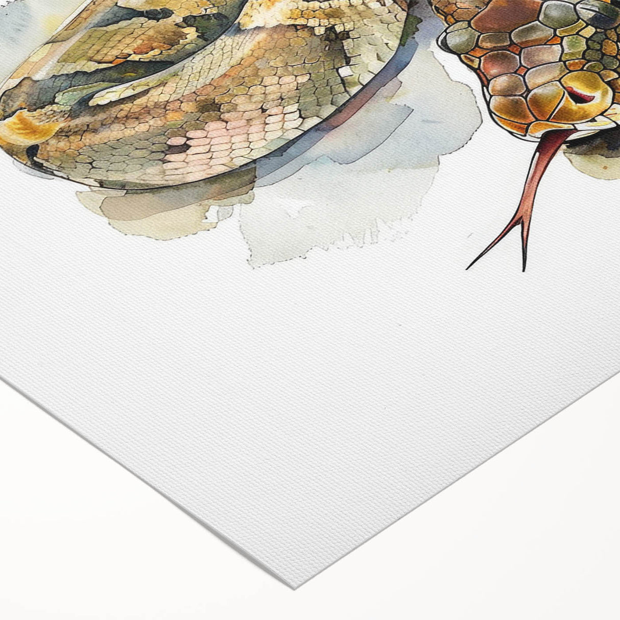 Rolled canvas featuring a vibrant snake design, showcasing intricate details and vivid colors, perfect for reptile lovers' home decor. Packaged securely for safe delivery.