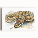 Colorful reptile-themed wall art canvas featuring a striking snake design, ideal for home decor or nature enthusiasts. The vibrant colors and intricate details enhance any room's atmosphere.