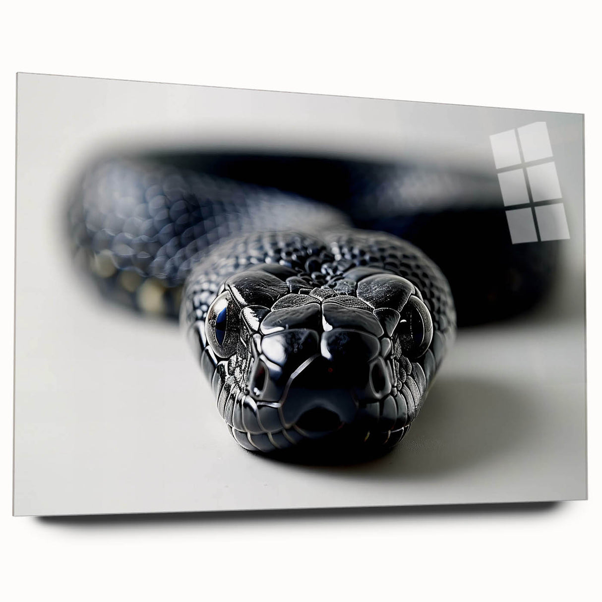 Acrylic wall art showcasing a vibrant snake design in a side profile view, featuring intricate details and bright colors, perfect for reptile enthusiasts and home decor.