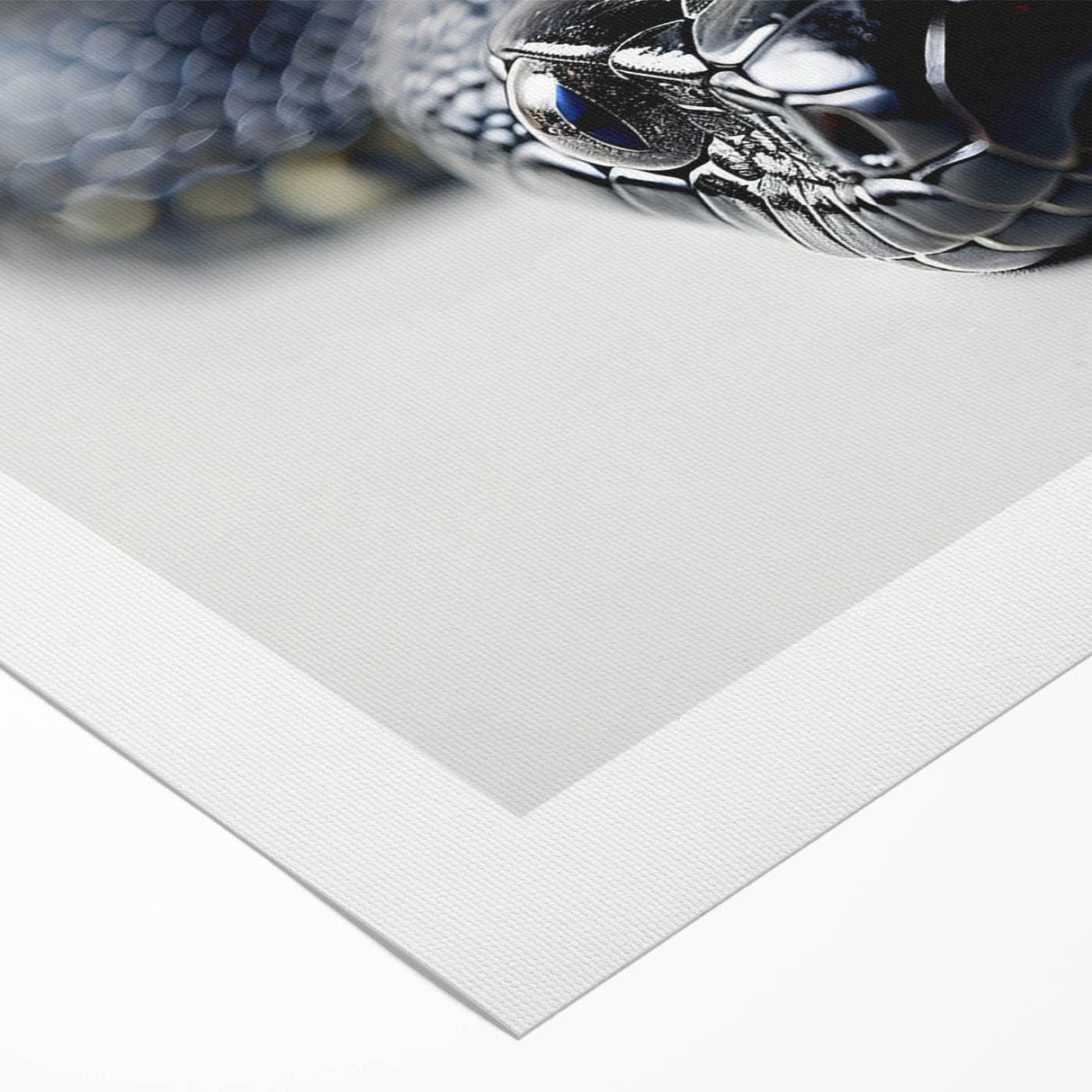 Rolled canvas wall art showcasing an intricate snake design in vibrant colors, perfect for reptile enthusiasts and home decor, packaged securely in a cardboard tube.