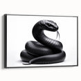 Framed wall art showcasing a striking snake design in a contemporary style, featuring bold colors and intricate patterns, perfect for reptile enthusiasts and modern decor.