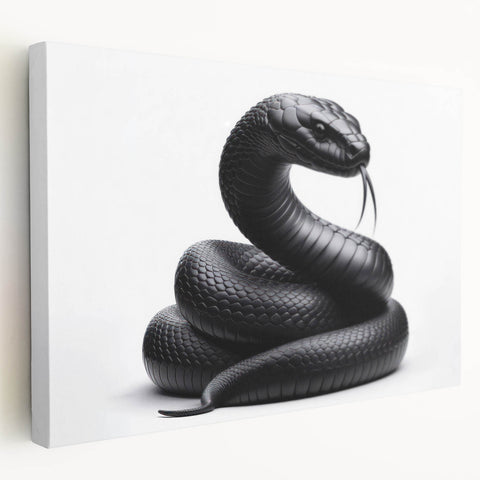 Stretched canvas wall art featuring a vibrant snake design in a modern style, showcasing intricate patterns and bold colors, perfect for reptile enthusiasts and contemporary decor.