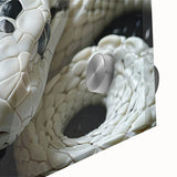 Close-up of a vibrant snake design wall art piece, showcasing intricate details and vivid colors on acrylic glass, ideal for reptile enthusiasts and modern decor.
