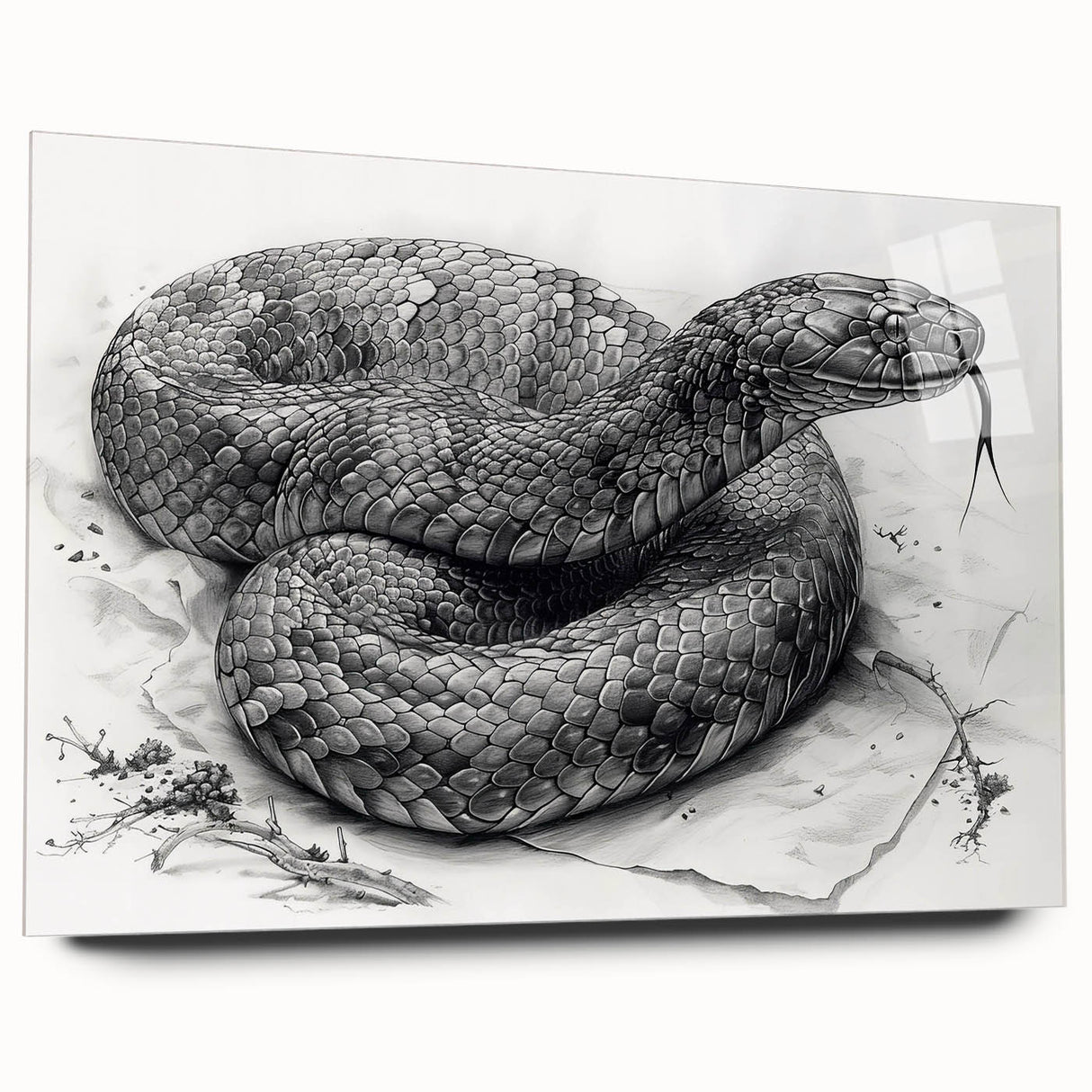 Acrylic wall art featuring a striking side view of a snake design, showcasing vibrant colors and intricate details, perfect for reptile enthusiasts and modern decor.