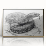 Framed acrylic wall art showcasing a stunning snake design in gold, set against a sleek black background. Ideal for reptile lovers and modern decor enthusiasts.