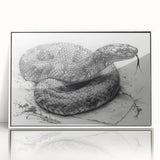 Framed acrylic wall art featuring a detailed snake design in a modern style, with a white frame, ideal for reptile enthusiasts and contemporary decor.