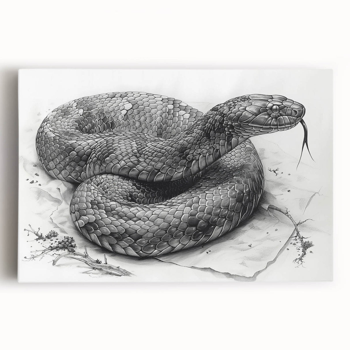 Colorful stretched canvas wall art featuring a striking reptile and snake design, perfect for enhancing modern decor. Ideal for animal lovers and unique home aesthetics.