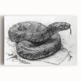 Colorful stretched canvas wall art featuring a striking reptile and snake design, perfect for enhancing modern decor. Ideal for animal lovers and unique home aesthetics.
