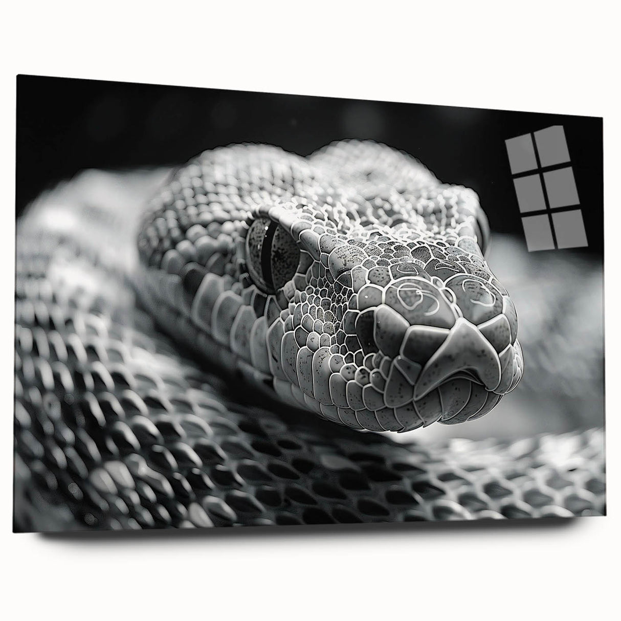 Acrylic wall art featuring a striking snake design in vibrant colors, displayed in a sleek side view without pins, perfect for reptile enthusiasts and modern decor.