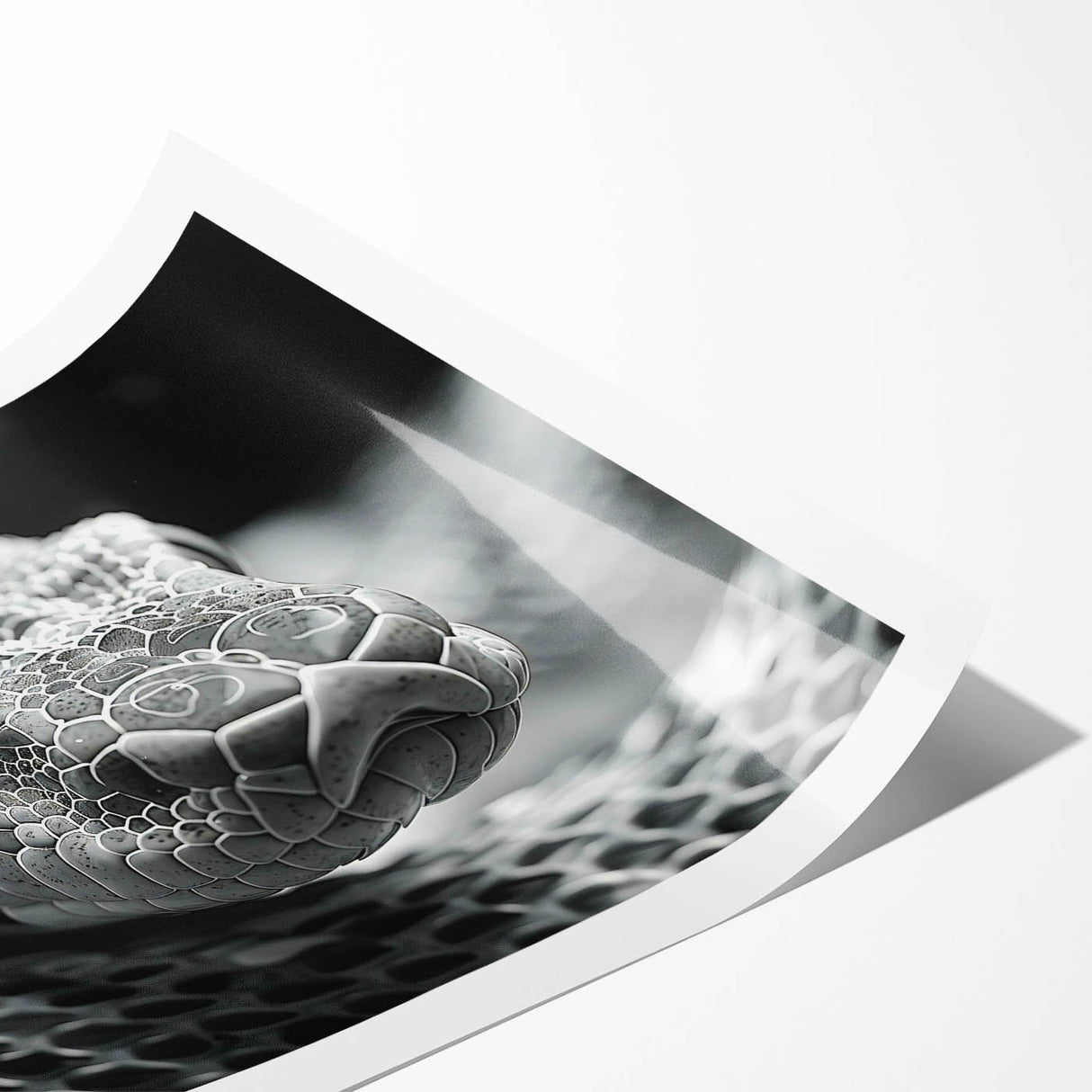 Vibrant snake-themed wall art print showcasing intricate reptile designs on a textured background, rolled and ready for framing, enhancing decor with a wild touch.
