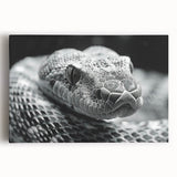 Stretched canvas wall art showcasing a vibrant reptile snake design in bold colors, ideal for nature enthusiasts, adding a striking focal point to any room.