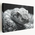 Vibrant stretched canvas wall art showcasing a detailed snake design in earthy tones, perfect for reptile enthusiasts and modern decor, adding a unique touch to any space.