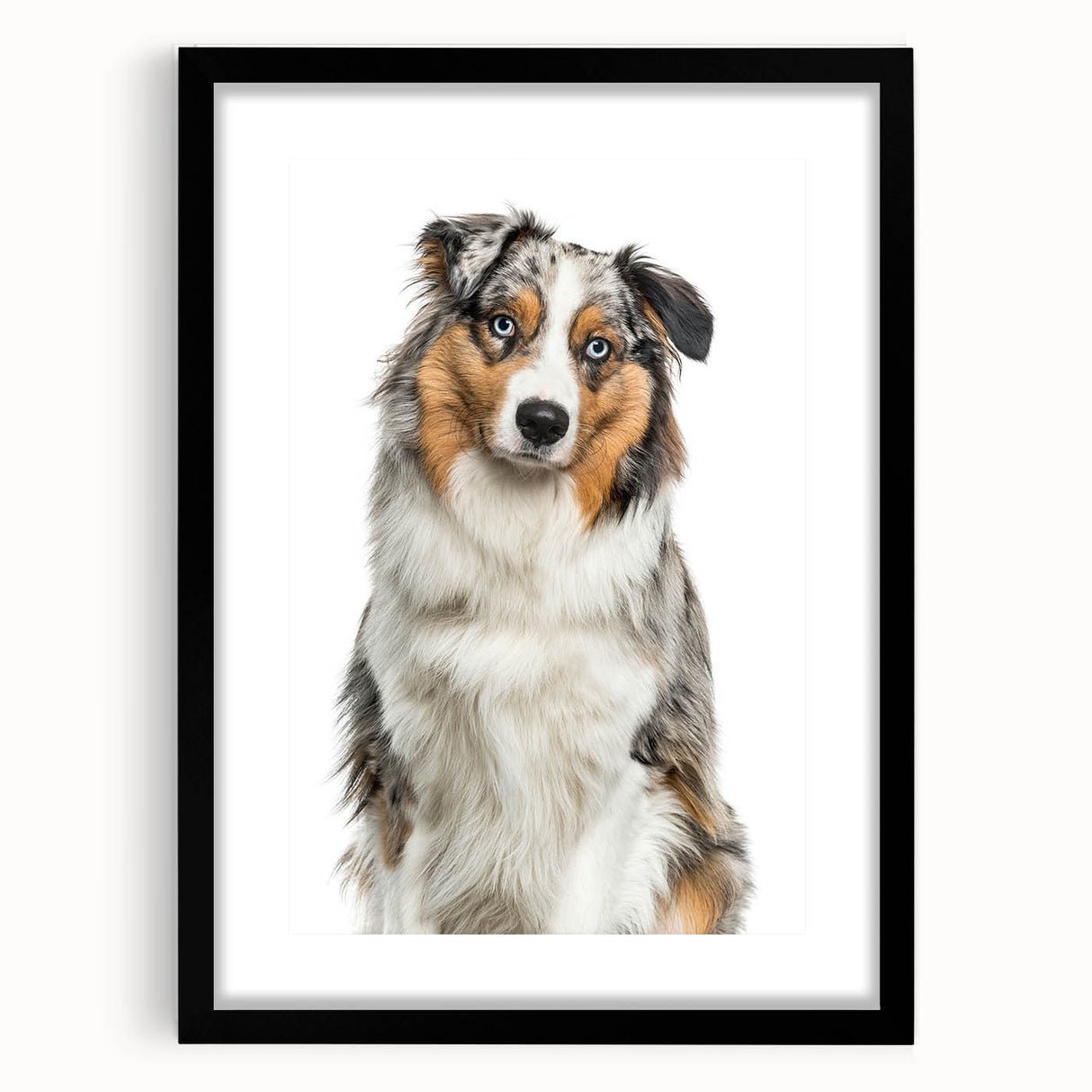 Black photo frame with a white mat, showcasing a blank space for artwork or photography, positioned on a clean, neutral background for elegant display.
