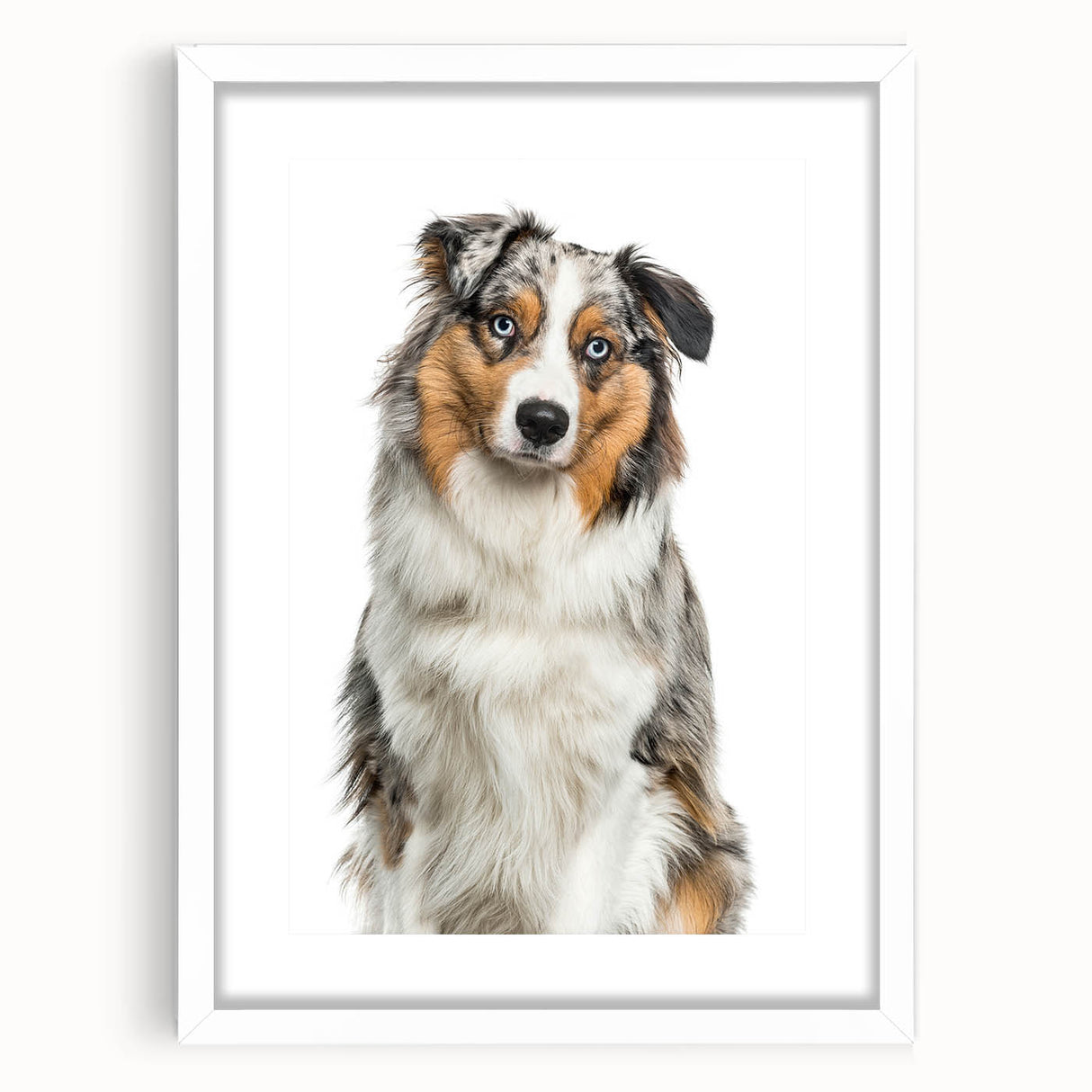Elegant white-framed picture mat with a clean front view, perfect for showcasing art or photos. Ideal for home decor or gallery display settings.