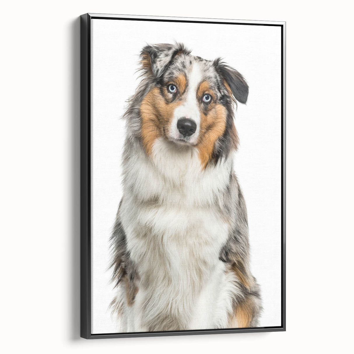 Framed canvas artwork showcasing a vibrant abstract design in bold colors, viewed from the side against a light background, ideal for modern decor.