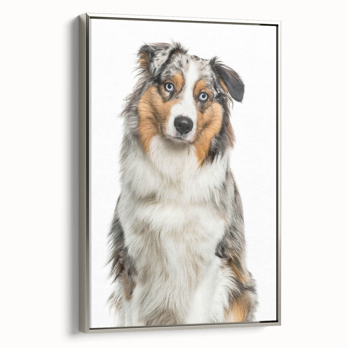 Framed canvas artwork showcasing a serene landscape with vibrant colors, displayed in a sleek silver frame, adding elegance to any space. Perfect for home decor.
