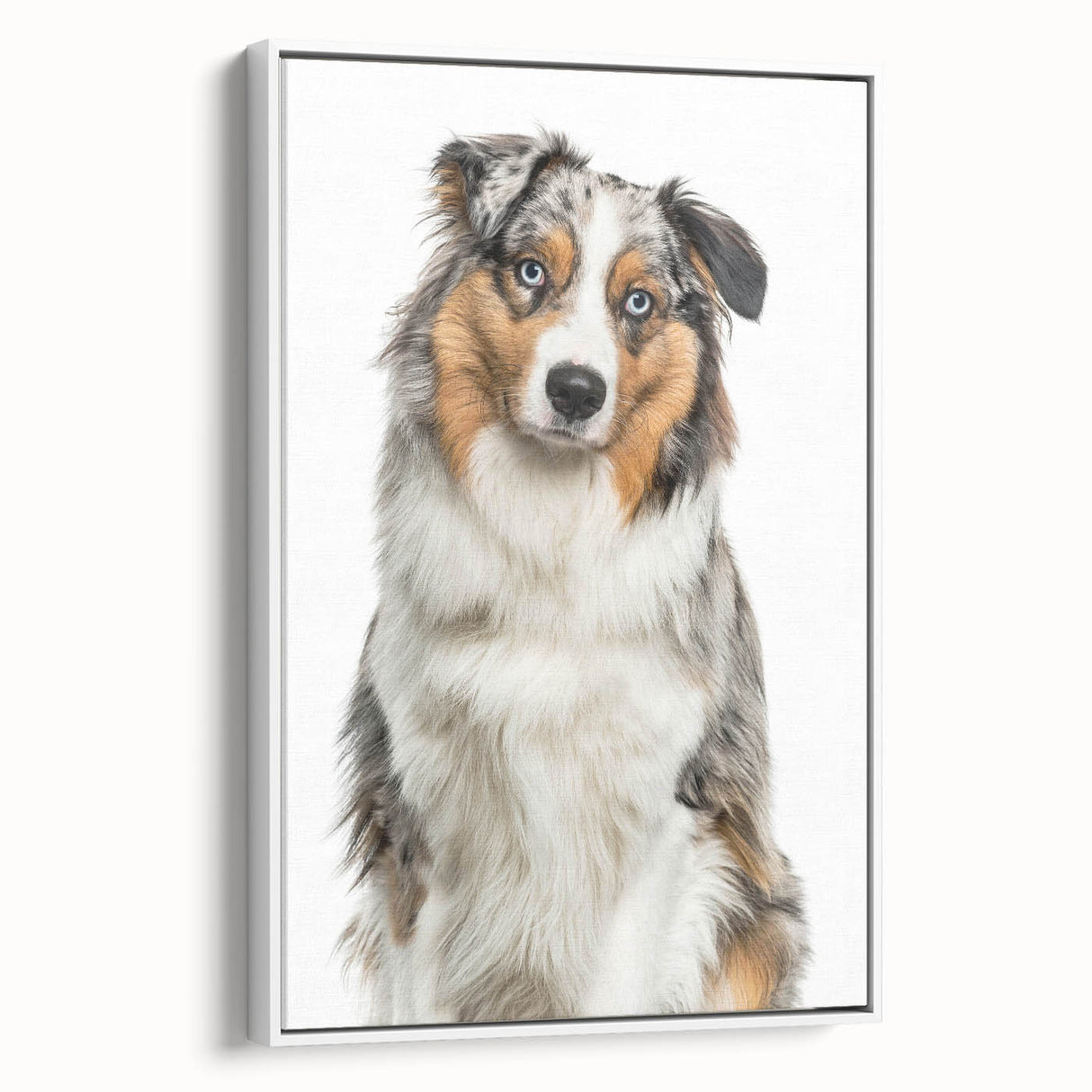 Framed canvas showcasing a vibrant abstract art piece in bold colors, viewed from the side against a neutral backdrop, perfect for modern decor.