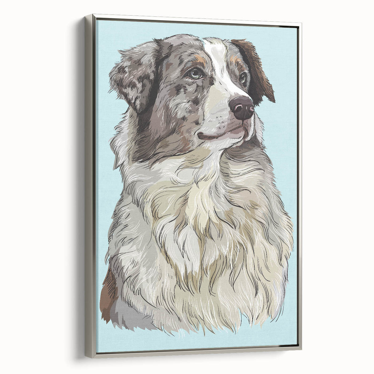 Framed canvas artwork showcasing a serene landscape with vibrant colors, set in an elegant silver frame, perfect for enhancing home decor.