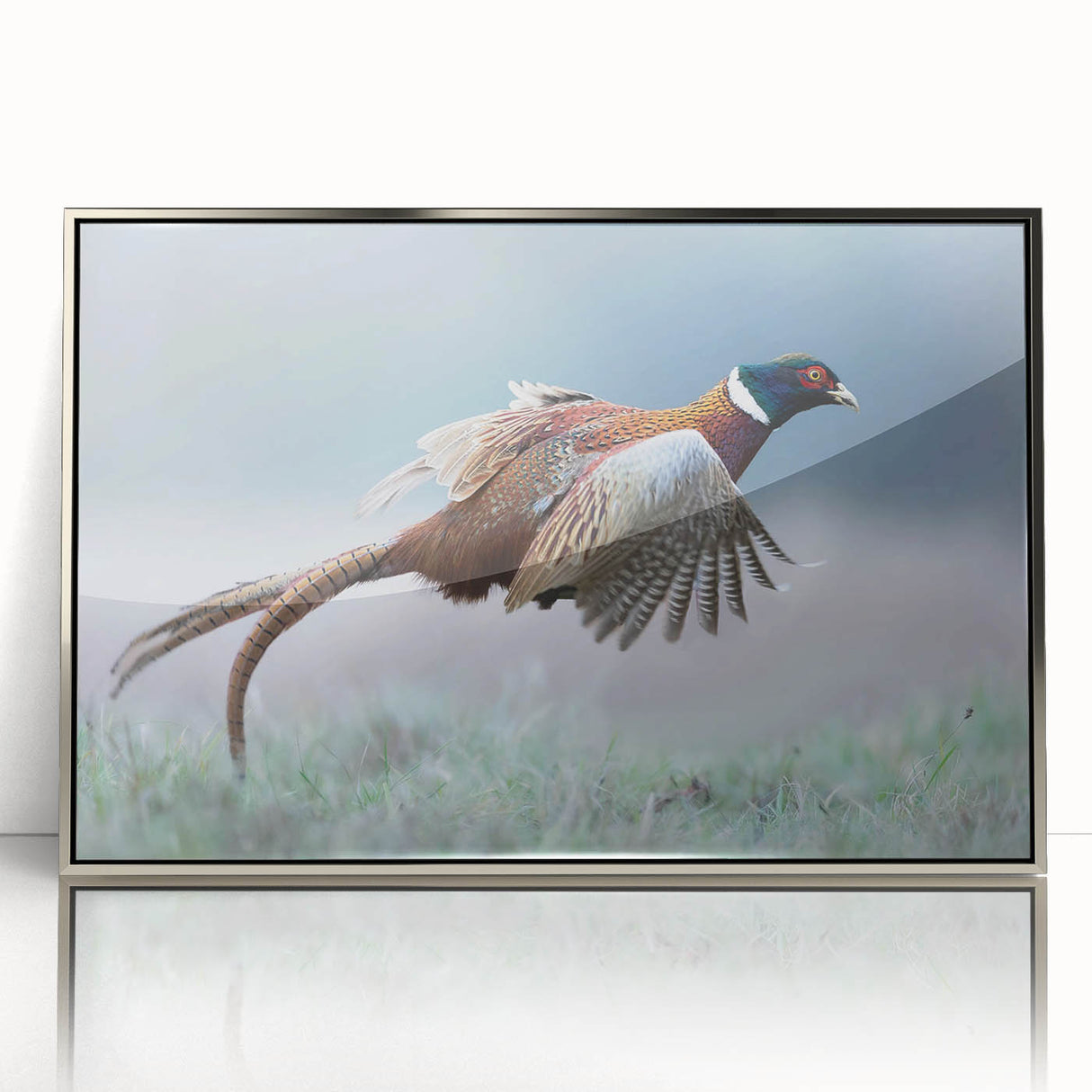 Framed acrylic artwork showcasing a modern silver design with a polished front view, perfect for contemporary home decor and interior styling. Ideal for adding elegance to living spaces.