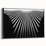 Black and white landscape painting on framed canvas, featuring a serene tree silhouette, ideal for bedroom wall art.