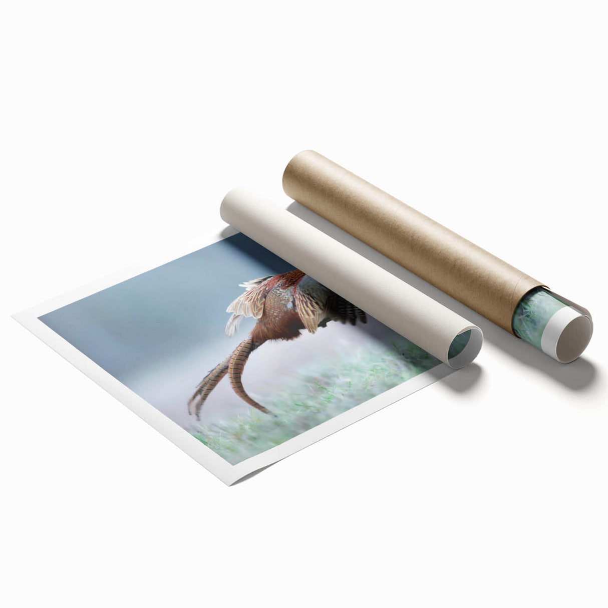 Rolled canvas print showcasing vibrant African tribal art with intricate patterns and colors, securely packaged in a protective cardboard tube for safe shipping.