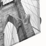 Large abstract wall art featuring mid-century modernist swirls in blue and orange tones on acrylic glass.