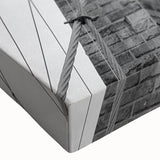 Large black and white landscape art painting on stretched canvas, featuring a serene lake scene.