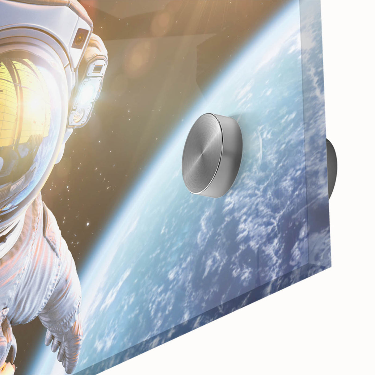 Astronaut Wall Art: Space Explorer Canvas with Cosmic Sunburst
