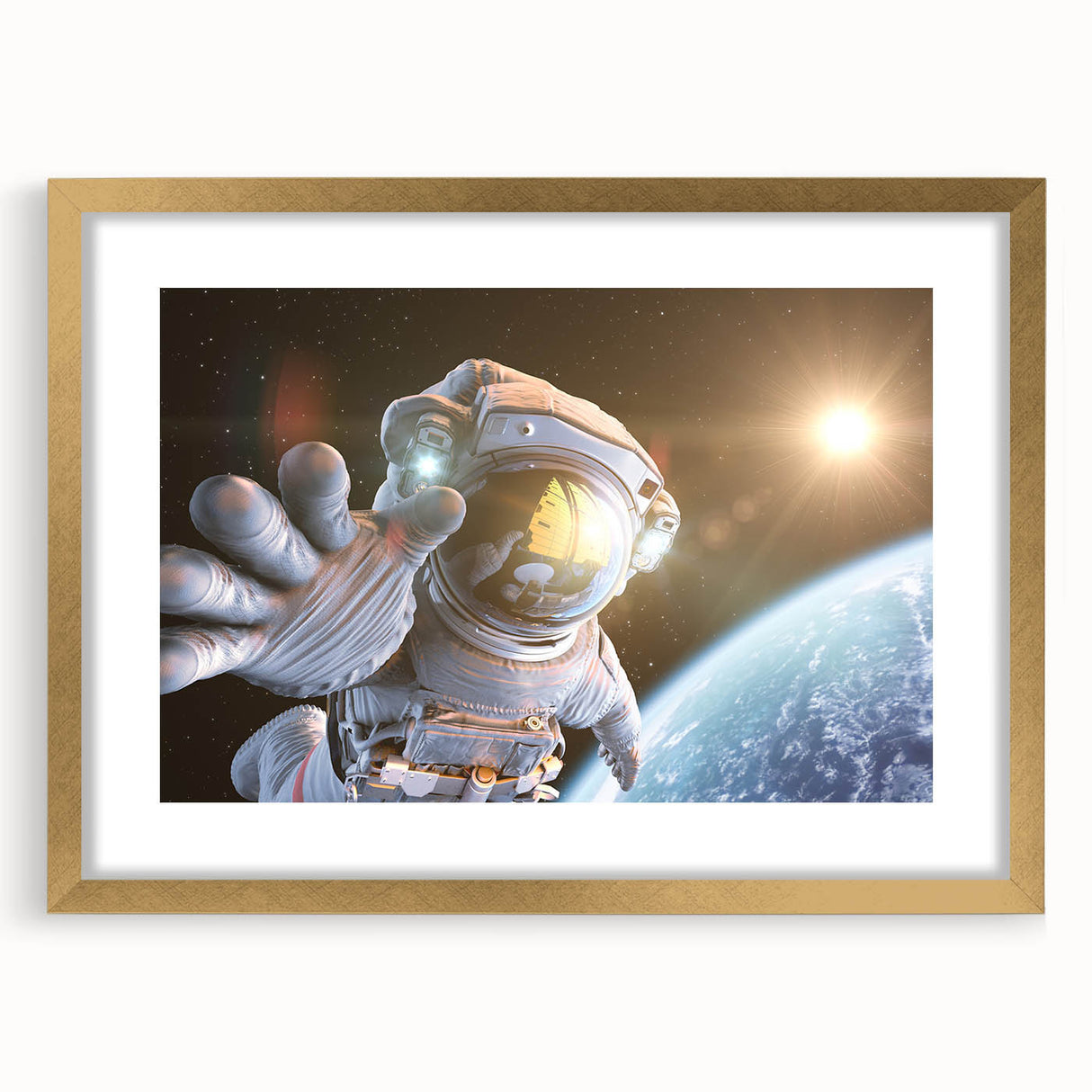 Astronaut Wall Art: Space Explorer Canvas with Cosmic Sunburst