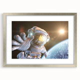 Astronaut Wall Art: Space Explorer Canvas with Cosmic Sunburst
