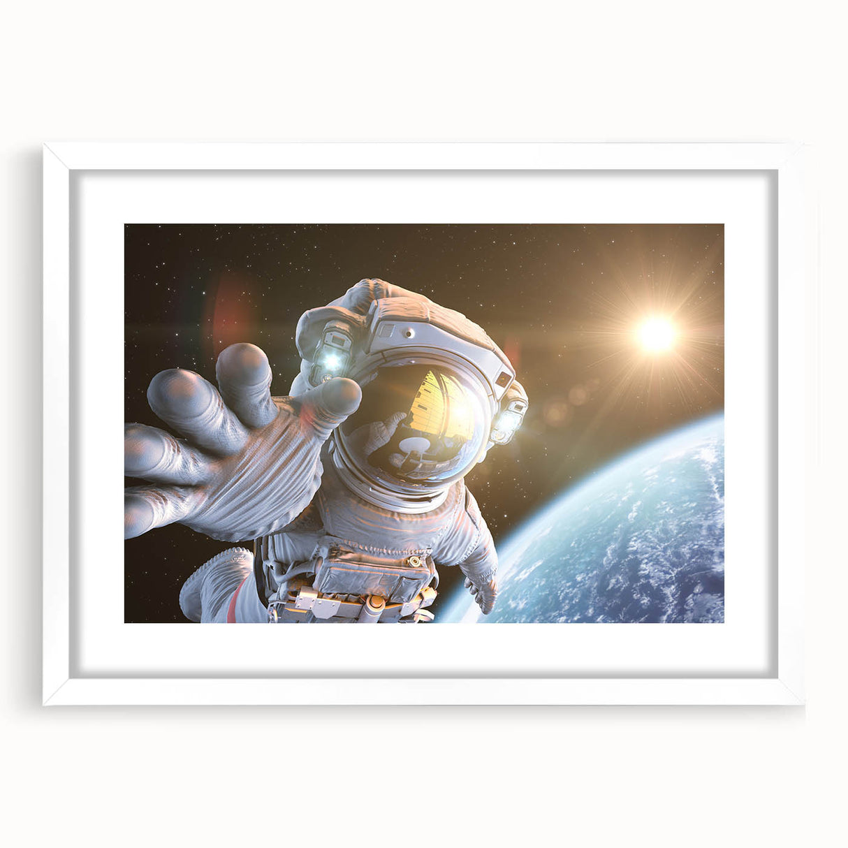 Astronaut Wall Art: Space Explorer Canvas with Cosmic Sunburst