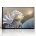 Astronaut Wall Art: Space Explorer Canvas with Cosmic Sunburst