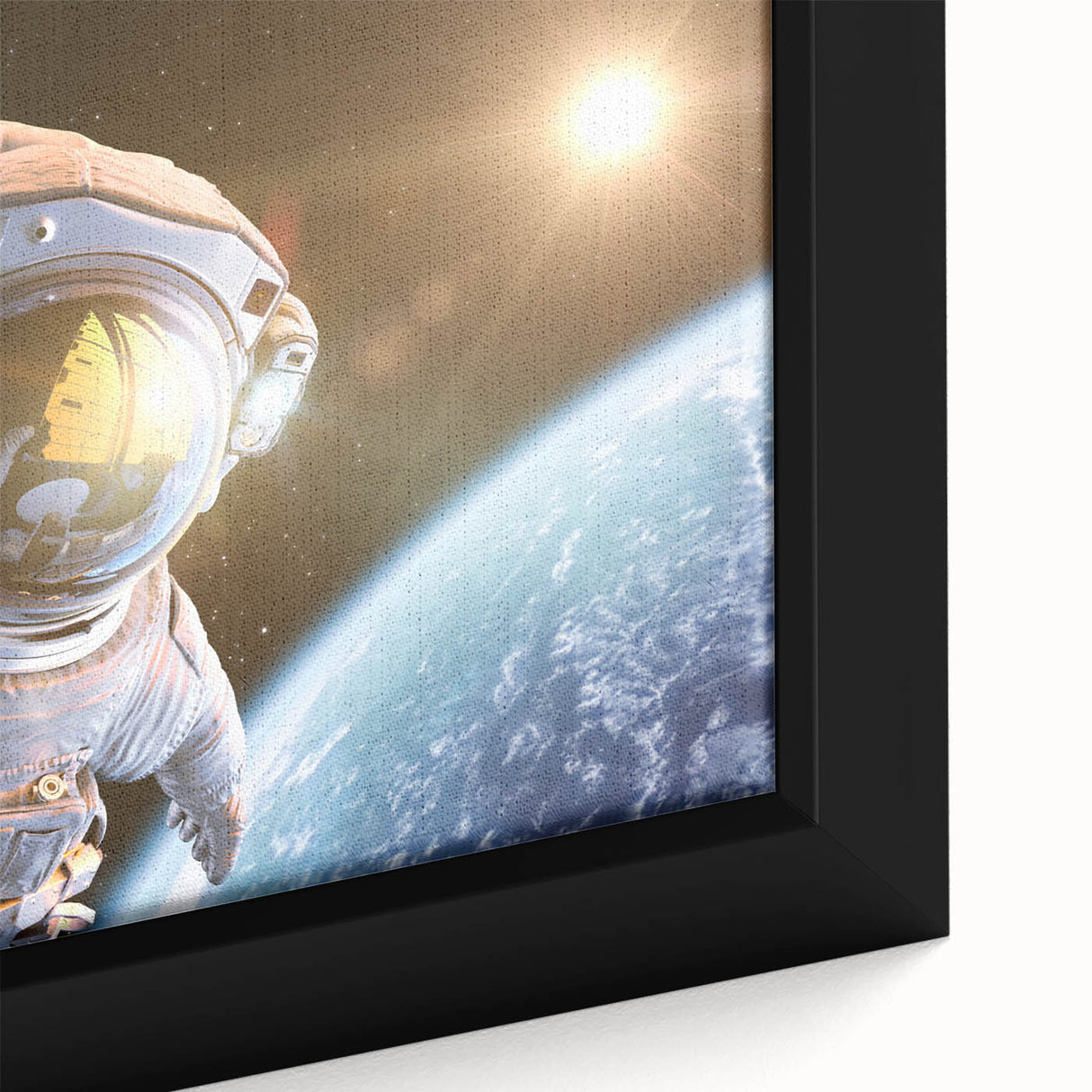 Astronaut Wall Art: Space Explorer Canvas with Cosmic Sunburst