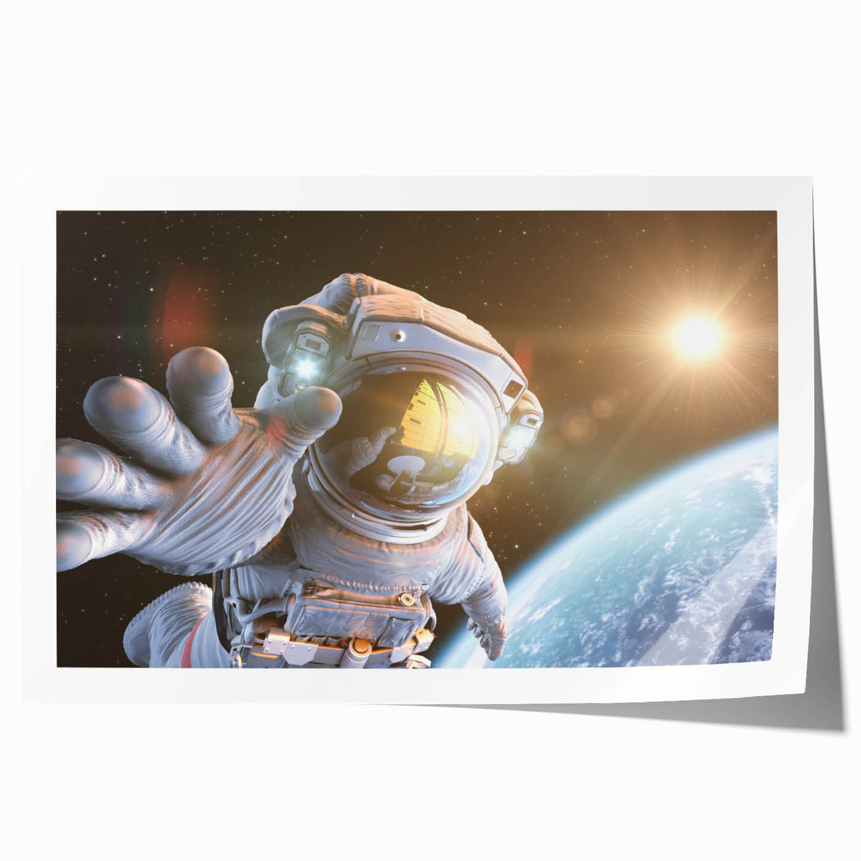 Astronaut Wall Art: Space Explorer Canvas with Cosmic Sunburst