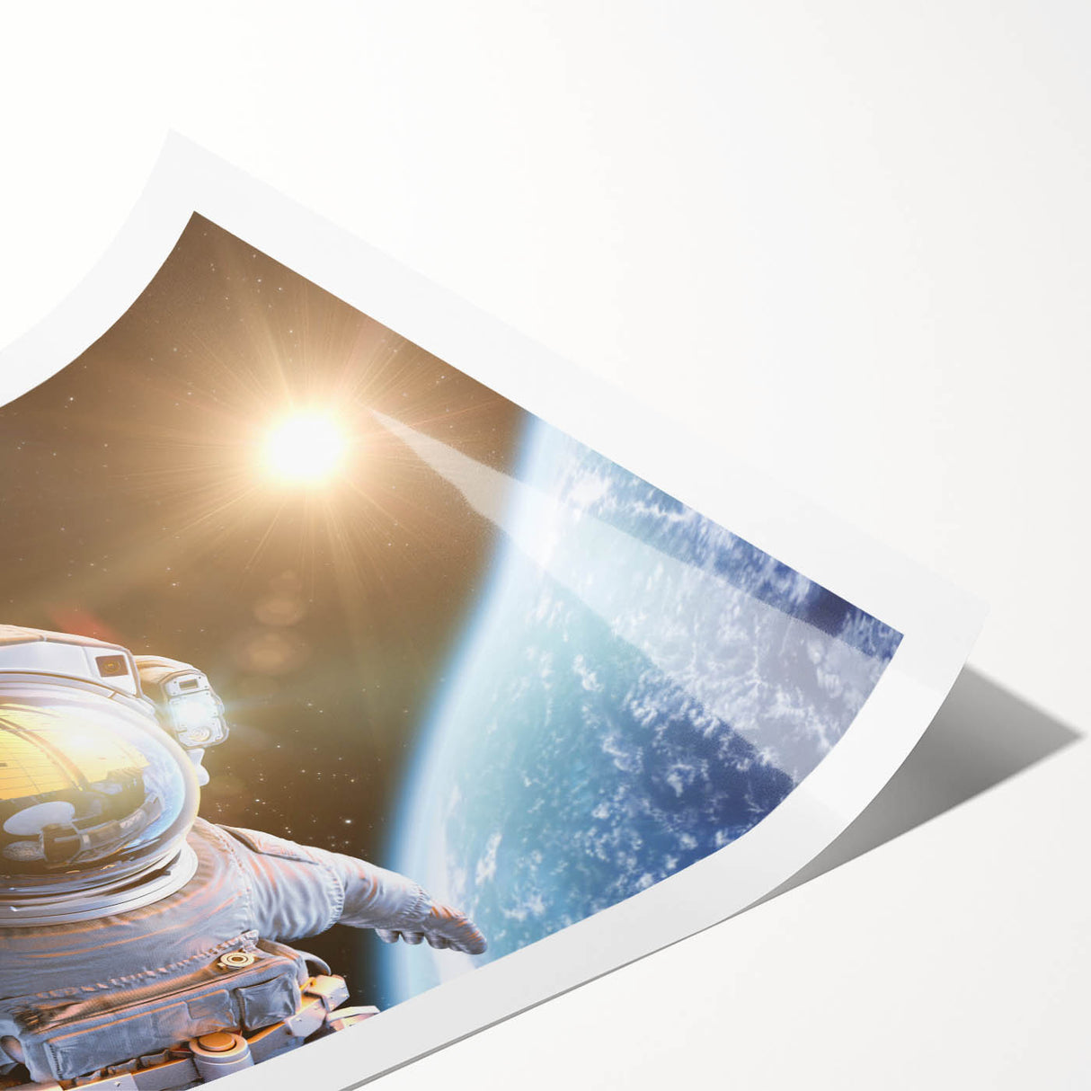 Astronaut Wall Art: Space Explorer Canvas with Cosmic Sunburst