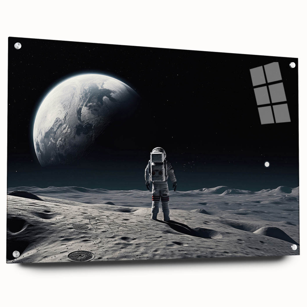 Astronaut Wall Art: Space Explorer Canvas with Cosmic Sunburst