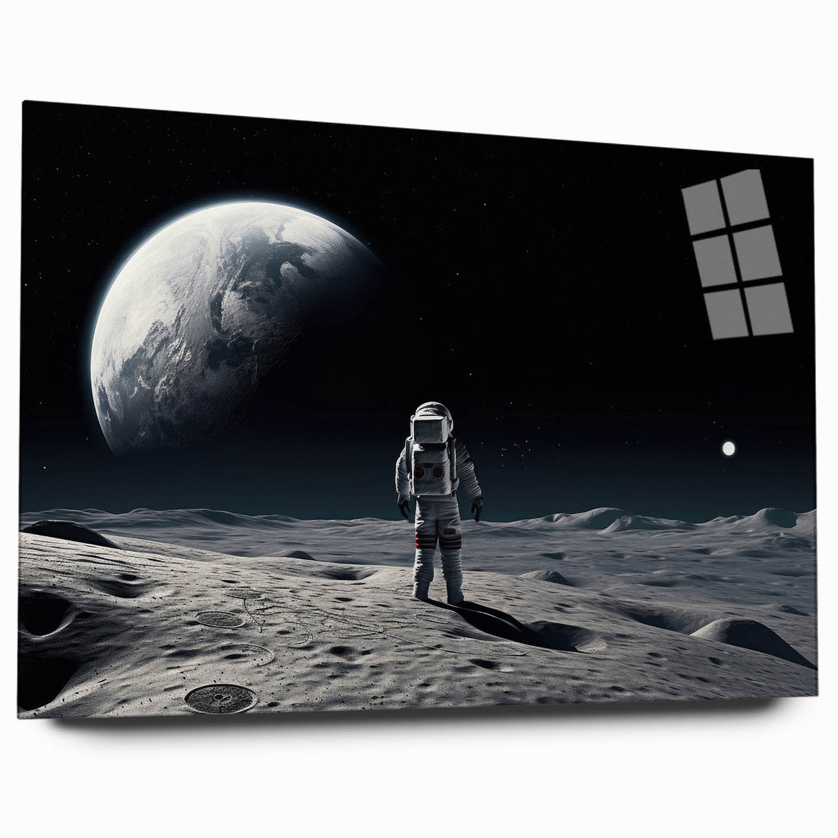 Astronaut Wall Art: Space Explorer Canvas with Cosmic Sunburst