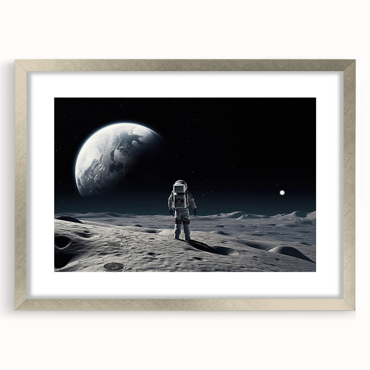 Astronaut Wall Art: Space Explorer Canvas with Cosmic Sunburst